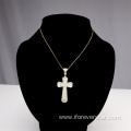 copper zircon 925 silver cross charm pendant